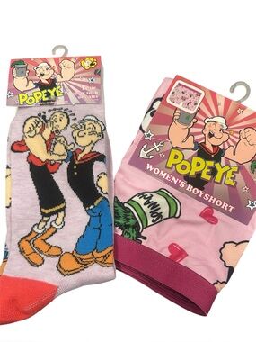 Popeye Cartoon Crew Socks & boy shorts set